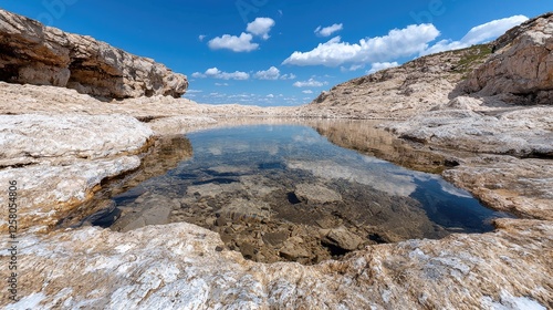 Wallpaper Mural Clear Pool Reflecting Sky and Clouds in Rocky Landscape Torontodigital.ca