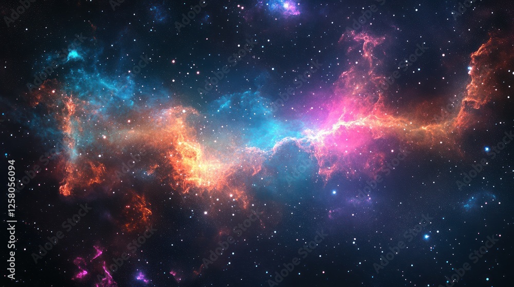 Obraz premium Black background with deep space cosmic nebula effect, sci-fi and mesmerizing