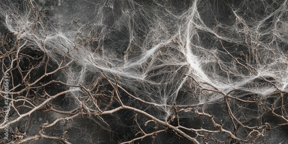 dry branches adorned with spider webs, their delicate threads swaying gently in the breeze, set in a peaceful outdoor environment dry branches adorned with spider webs, their delicate threads swaying gently in the breeze, set in a peaceful outdoor environment