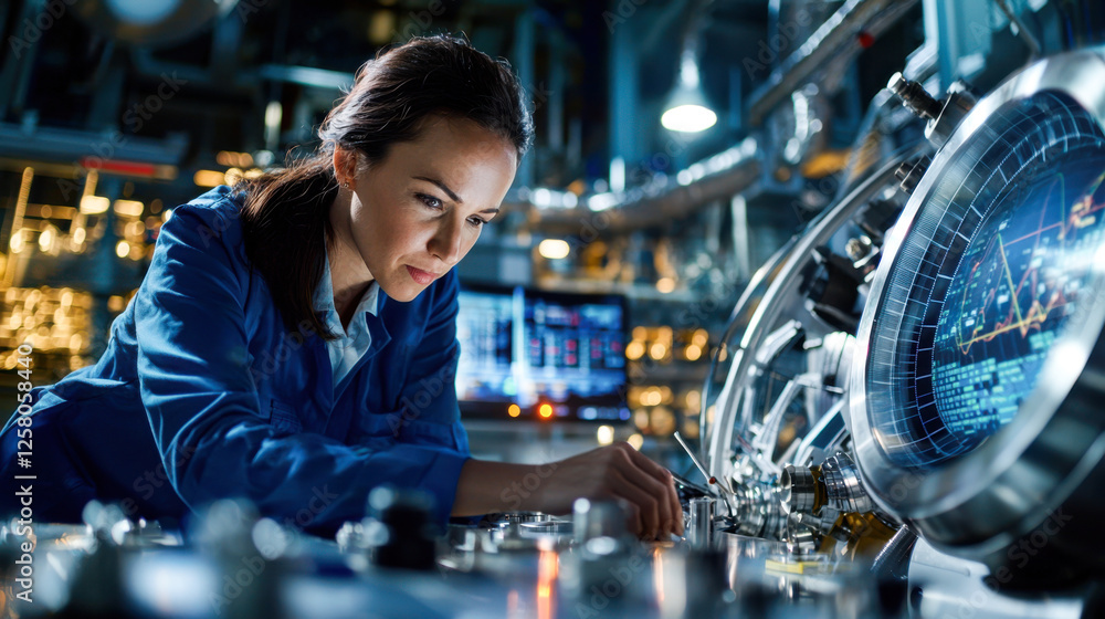 focused industrial engineer working on machinery in modern facility focused industrial engineer working on machinery in modern facility
