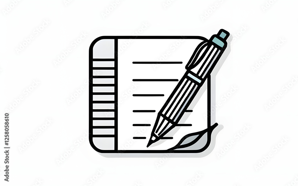 Stylized Pen and Paper Icon for Creative Writing, Notes, and Organization Stylized Pen and Paper Icon for Creative Writing, Notes, and Organization