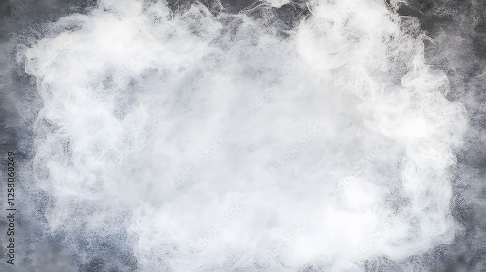 Naklejka premium Abstract White Smoke Cloud on Dark Background, Misty Vapor Texture, Airy Fog Effect
