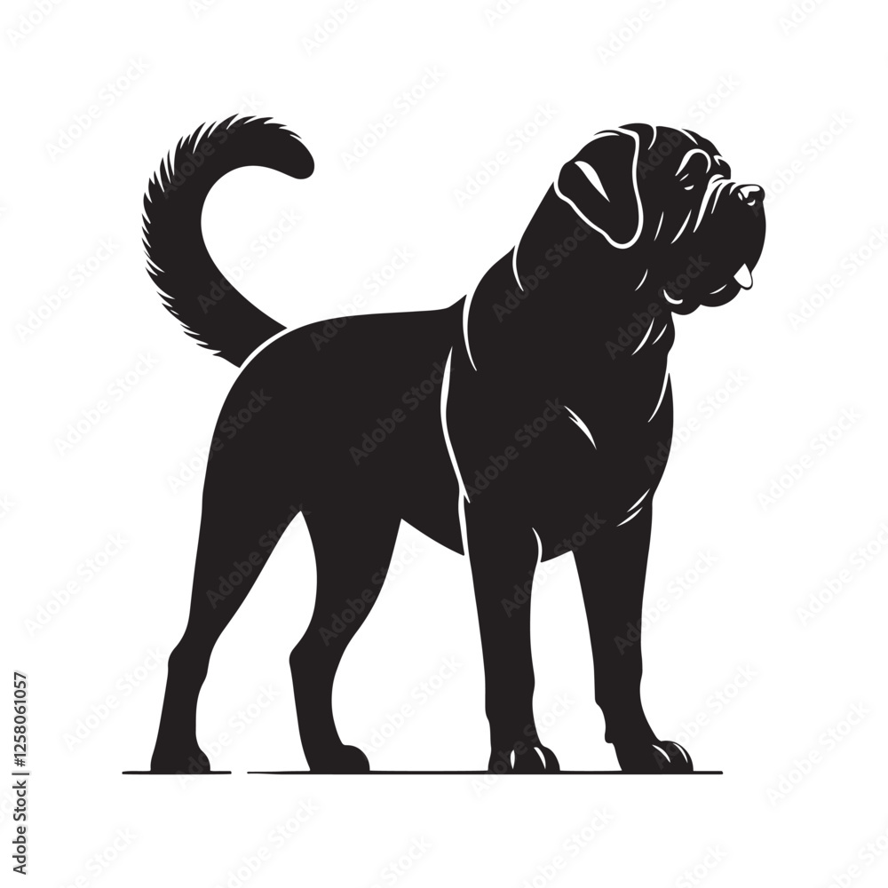 Obraz premium Elegant Mastiff silhouette created for versatile creative projects - Mastiff illustration - minimal Mastiff vector - dog silhouette 