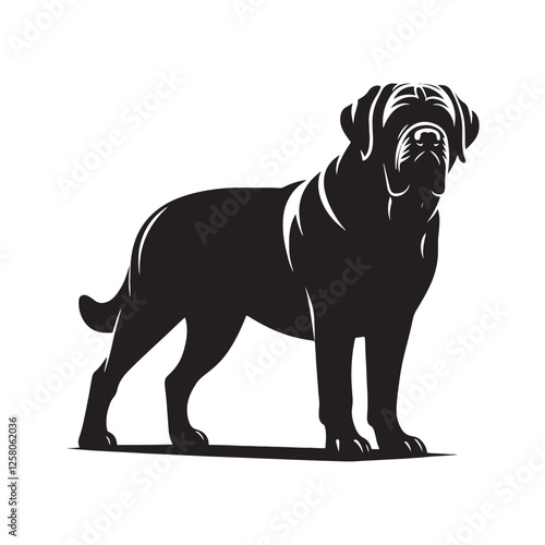 Powerful Mastiff silhouette reflecting its protective nature - Mastiff illustration - minimal Mastiff vector - dog silhouette
