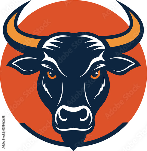 bull head silhouette on retro vintage background