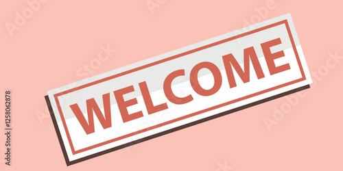 Placard Welcome text isolated on desk vector illustration design background