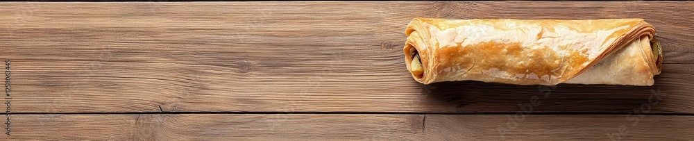 Freshly Rolled Delicious Pastry on Wooden Table Freshly Rolled Delicious Pastry on Wooden Table