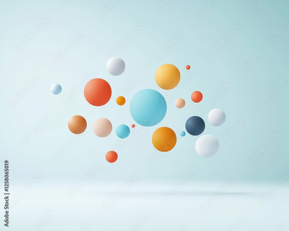 Fototapeta premium Colorful 3D Spheres on Soft Background