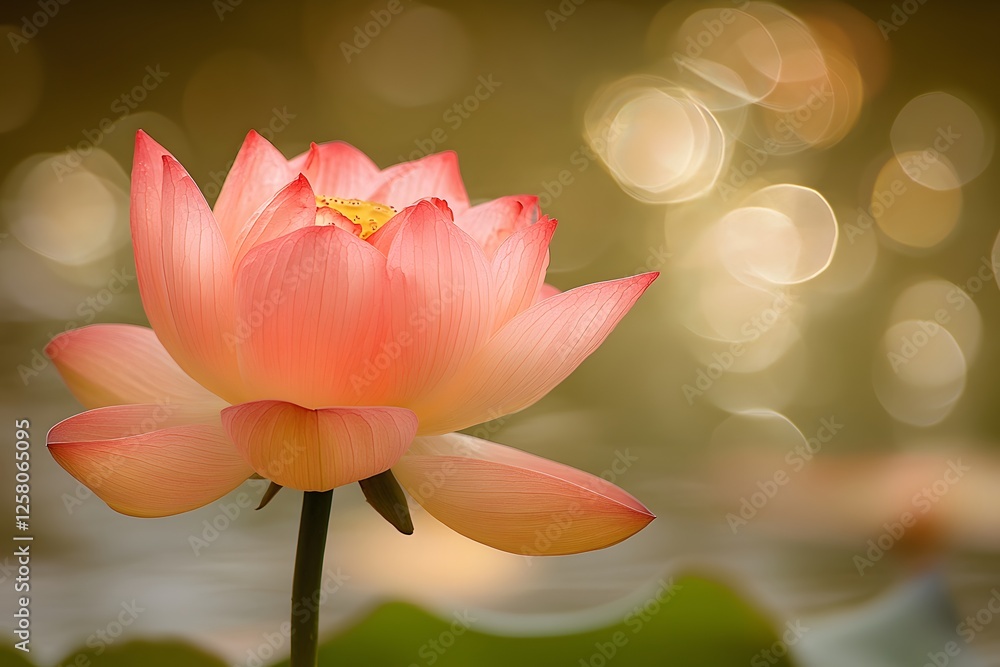 Stunning Pink Lotus Flower Blossom Closeup in Soft Bokeh Light Stunning Pink Lotus Flower Blossom Closeup in Soft Bokeh Light