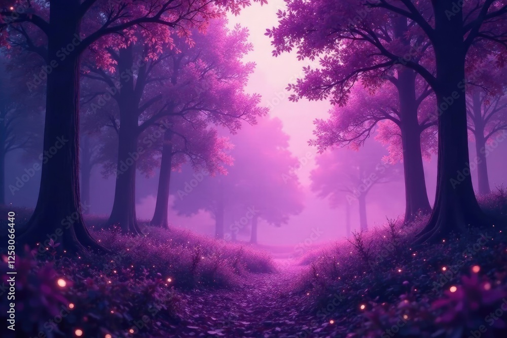 Glittering purple misty forest with swirling clouds and sparkly trees, ethereal ambiance, shimmering atmosphere, glowing forest Glittering purple misty forest with swirling clouds and sparkly trees, ethereal ambiance, shimmering atmosphere, glowing forest