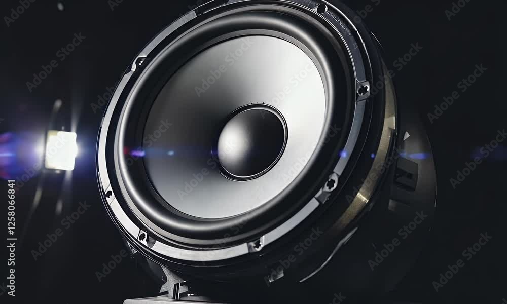 Studio Speaker Close-up, Dark Background, Light Flare Studio Speaker Close-up, Dark Background, Light Flare