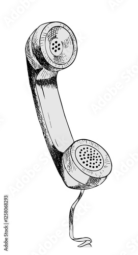 Illustration of a handset in line style. Vector illustration