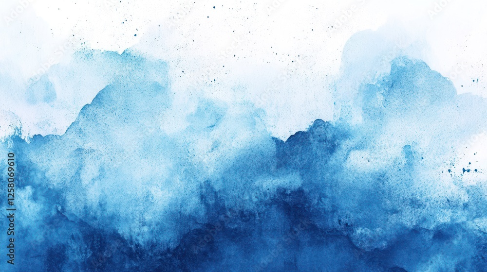 Fototapeta premium Blue watercolor background, artistic and fluid