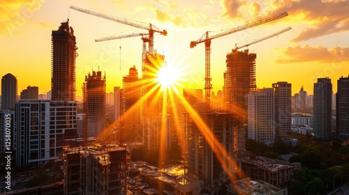 Constructing the future cityscape under development urban landscape photography twilight aerial view architectural progress photo