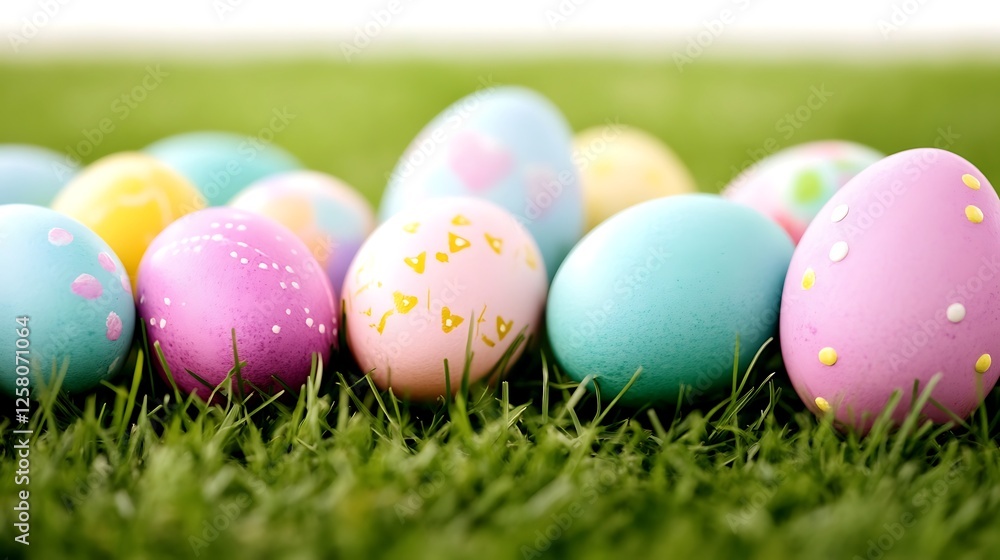 Easter Eggs Delight Colorful Painted Shells in Grass Field Celebration of Spring Holidays Easter Eggs Delight Colorful Painted Shells in Grass Field Celebration of Spring Holidays