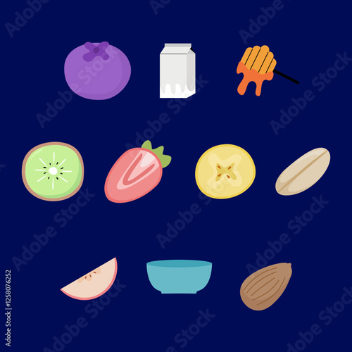 elements of fruit, nuts, as well as milk and honey into one set