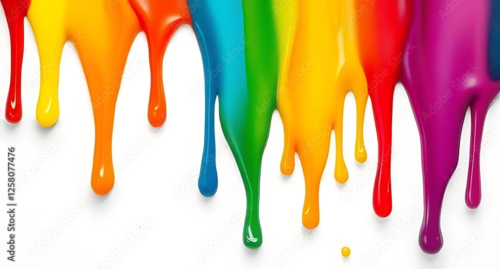 Hyper-Realistic Rainbow Paint Drips with Glossy Enamel Texture Hyper-Realistic Rainbow Paint Drips with Glossy Enamel Texture