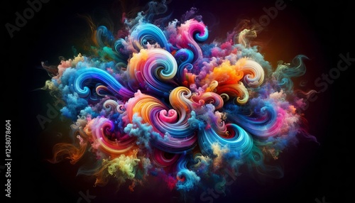A vibrant abstract swirl of colors and shapes. The image is rich and eye-catching, showcasing a creative blend of hues. Perfect for a striking background!