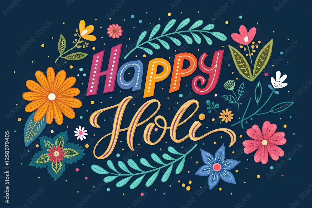 Fototapeta premium Happy Holi Greeting Calligraphy