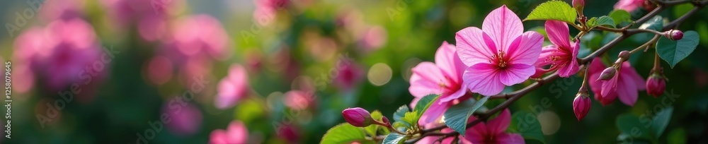Delicate pink and purple fuchsia flowers blooming on a trellis, FLORAL, fLOWER, VERDANT Delicate pink and purple fuchsia flowers blooming on a trellis, FLORAL, fLOWER, VERDANT
