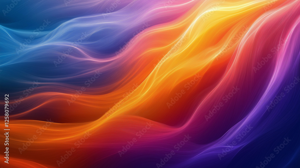 Colorful abstract waves create vibrant and dynamic visual experience, blending hues of blue, orange, and purple in fluid motion Colorful abstract waves create vibrant and dynamic visual experience, blending hues of blue, orange, and purple in fluid motion