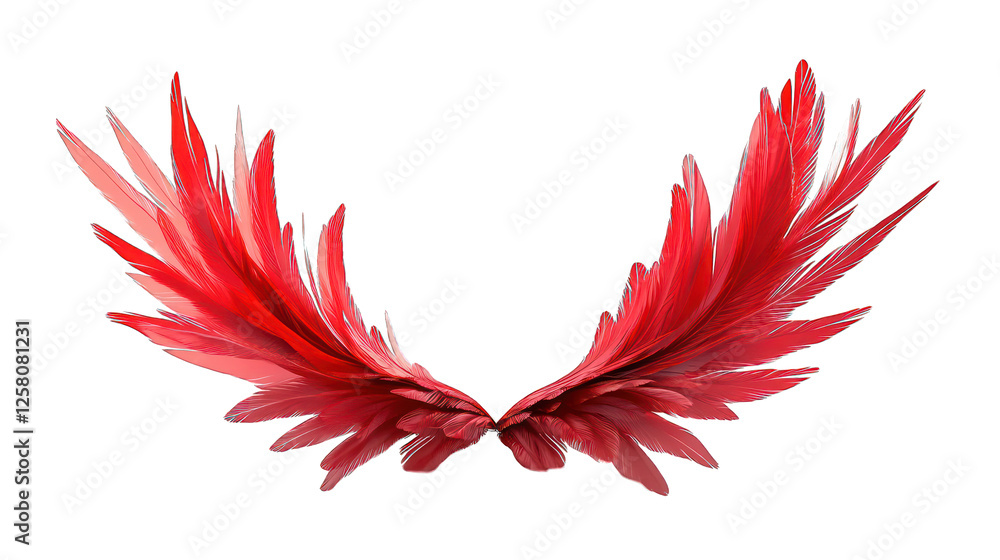 red feather 3d render icon isolated on white background red feather 3d render icon isolated on white background