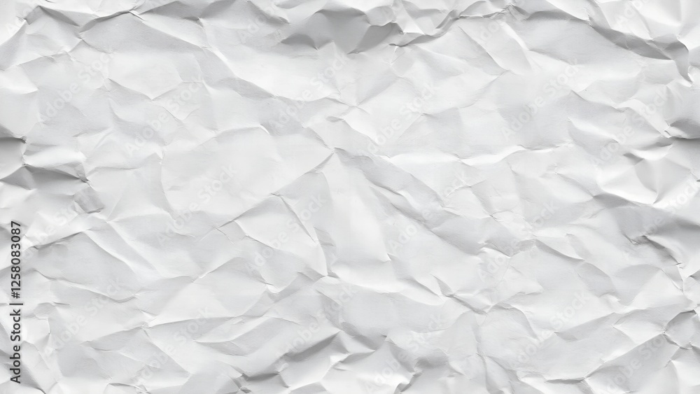 Obraz premium Closeup image of a heavily creased and crumpled piece of offwhite paper. The texture is rough and uneven, showing deep wrinkles and folds. Provides a grunge aesthetic.