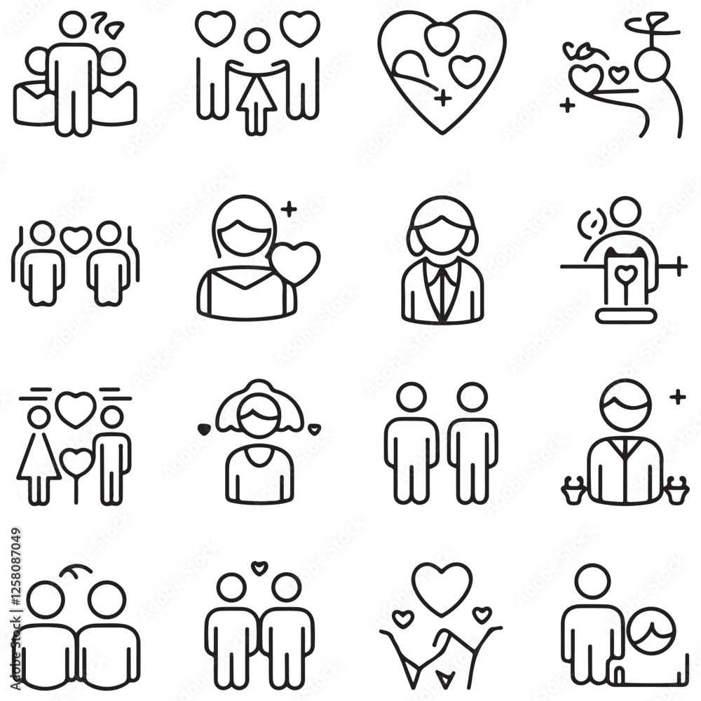 Family and bedding line icons collection. Thin outline icons pack. That icon collection. Set of line web pictograms with white background Family and bedding line icons collection. Thin outline icons pack. That icon collection. Set of line web pictograms with white background