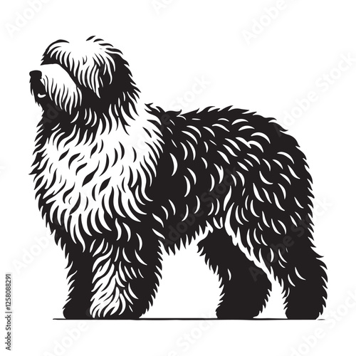 Well-crafted Old English Sheepdog silhouette featuring bold details - Old English Sheepdog illustration - minimal Old English Sheepdog vector