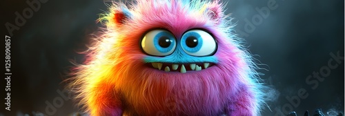 Adorable Rainbow Furball - 3D Cartoon Monster Character