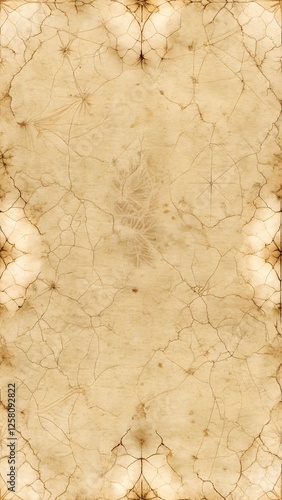 Obraz na płótnie Aged parchment paper background featuring a repeating pattern of beige floral and geometric designs. The texture is slightly rough, giving an antique look. w salonie