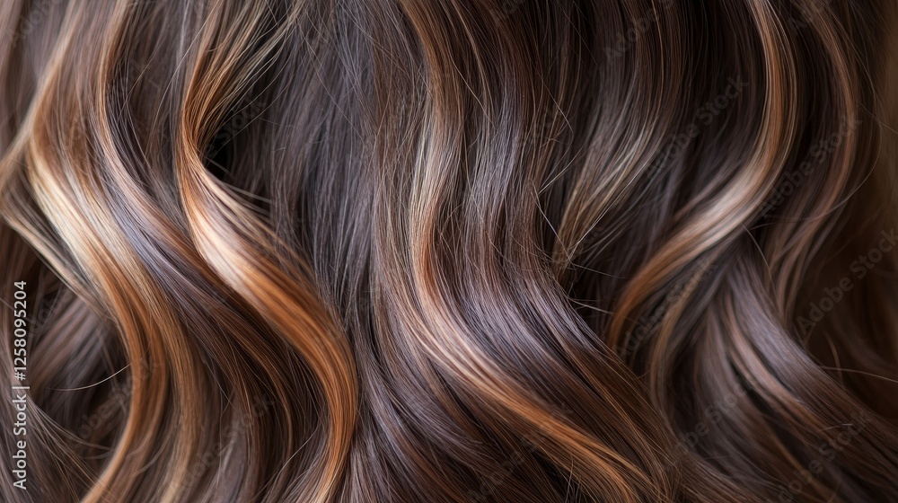 Naklejka premium Chocolate brown hair with caramel highlights