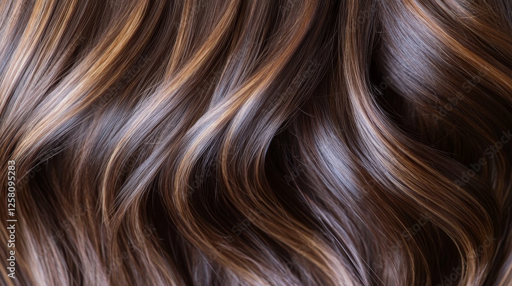 Naklejka premium Chocolate brown hair with caramel highlights