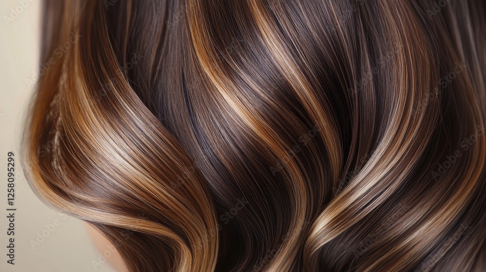 Fototapeta premium Chocolate brown hair with caramel highlights
