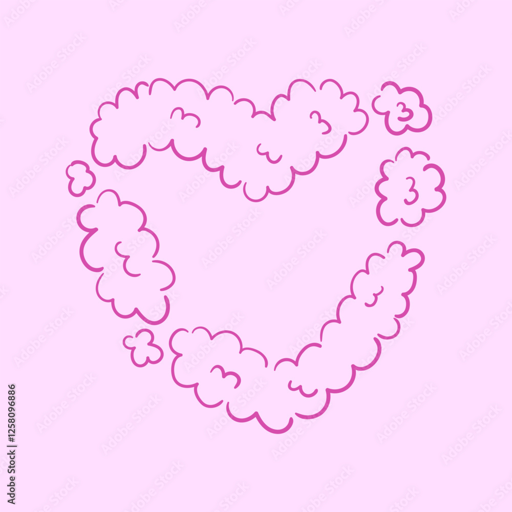 Line art cloudy heart in pink color. Abstract symbol of love. Outline valentine's day graphic. Vector design Line art cloudy heart in pink color. Abstract symbol of love. Outline valentine's day graphic. Vector design