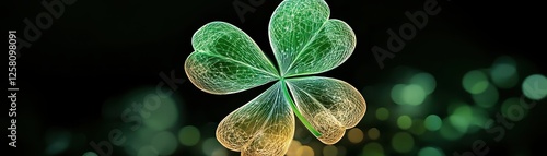 Shamrock Lucky Leaf made art for PowerPoint background, St. Patrick's Day