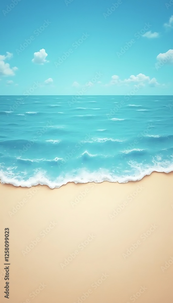 Fototapeta premium Generative AI image of calm sea and sandy beach under a clear blue sky