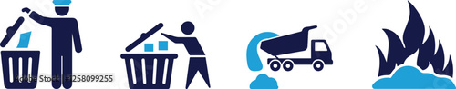 Waste icon set litter, trash, You can easily change the color