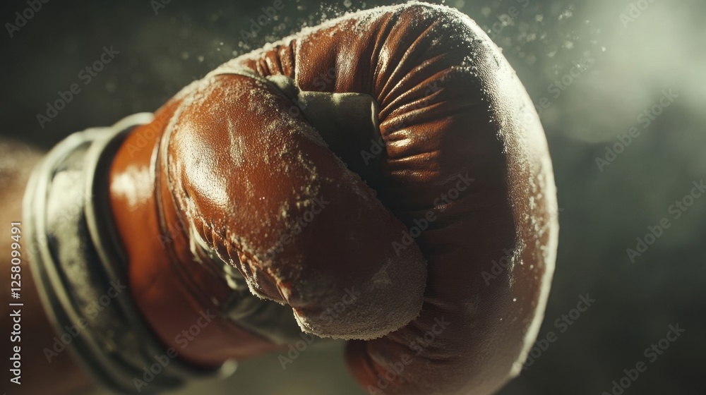 Close-up of a boxer's gloved fist. Close-up of a boxer's gloved fist.