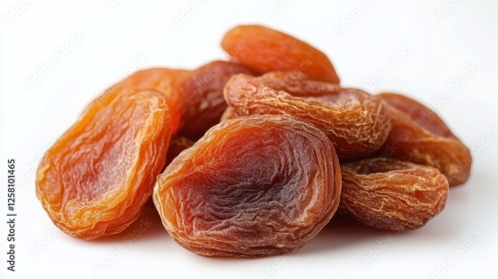 Dried apricots close-up on a white background.
Dried apricots close-up on a white background.