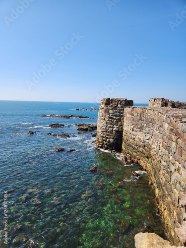 Malvan, Maharashtra India - January 28 2025: Sindhudurg Fort is a historical sea fort located in Arabian Sea near the Konkan region of Maharashtra in Western India. 