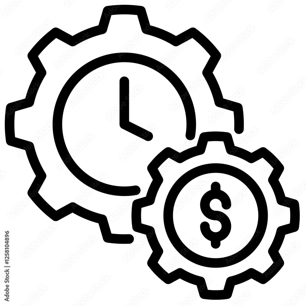 time is money vector outline icon time is money vector outline icon