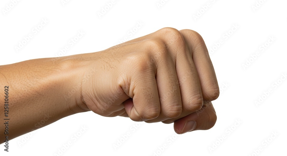 Hand Making Fist Gesture on White Background for Design and Mockups Hand Making Fist Gesture on White Background for Design and Mockups
