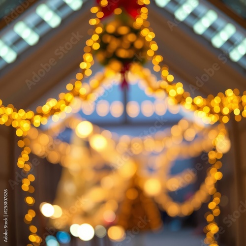 Gold illumination and decoration holiday concept christmas garland bokeh lights over night background Bokeh light lights background bokeh abstract light bright effect shiny