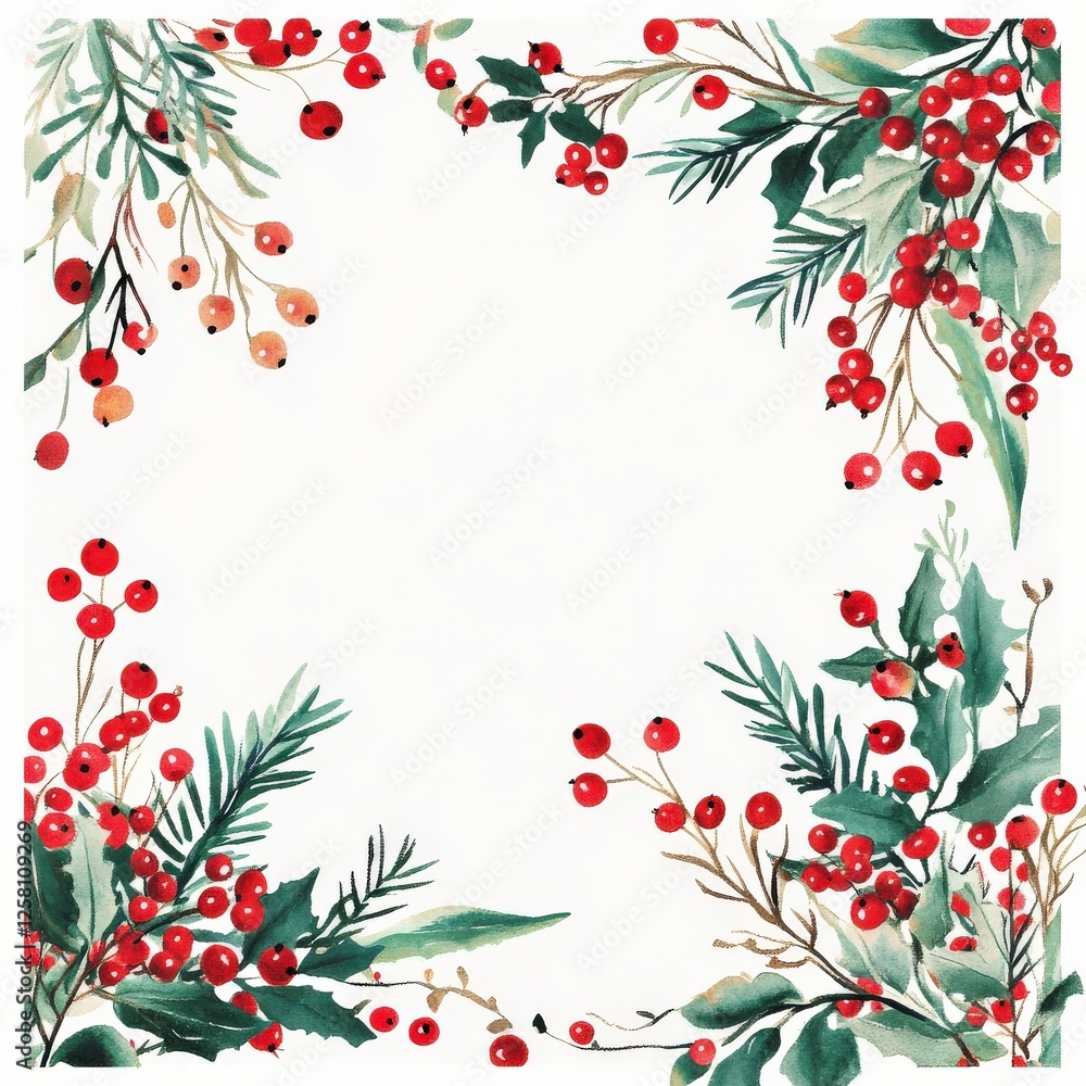 Fototapeta premium Christmas Instagram: Festive Holiday Message in Berry Border Calligraphy