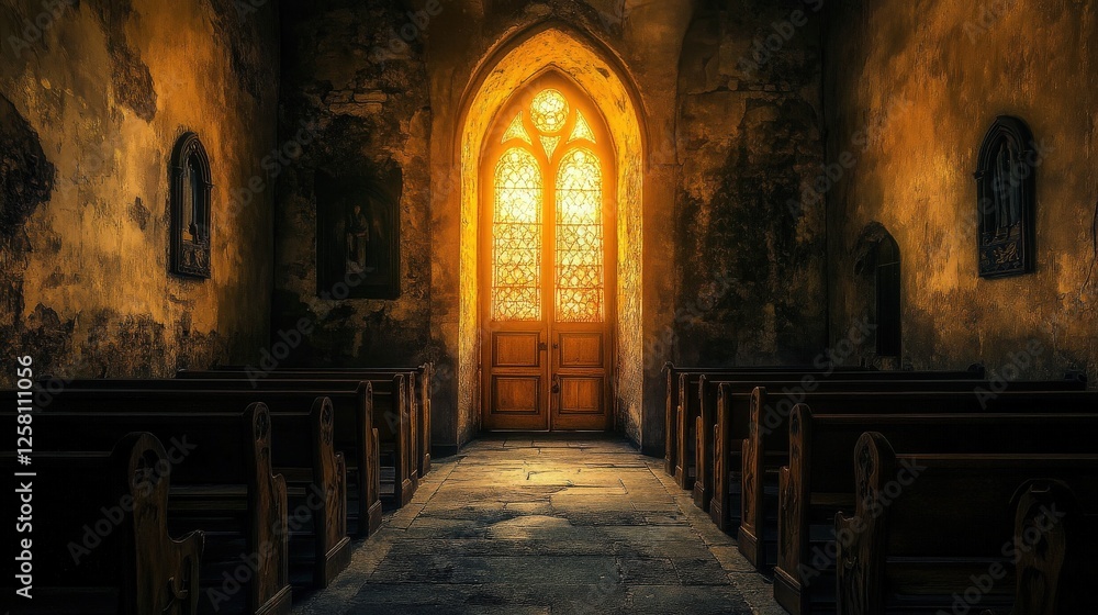 Church Open Door and Light. Abstract Concept of Bright Doorway Design Church Open Door and Light. Abstract Concept of Bright Doorway Design