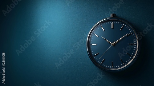 Wallpaper Mural Elegant wall clock with a minimalist design, softly illuminated against a deep blue backdrop Torontodigital.ca