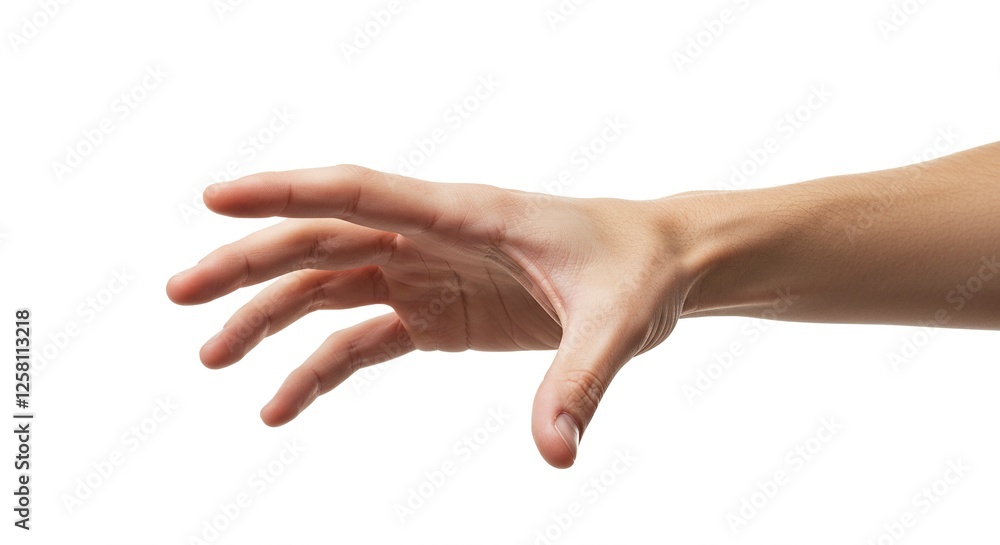 Reaching Hand Isolated on White Background in Grabbing Gesture Reaching Hand Isolated on White Background in Grabbing Gesture