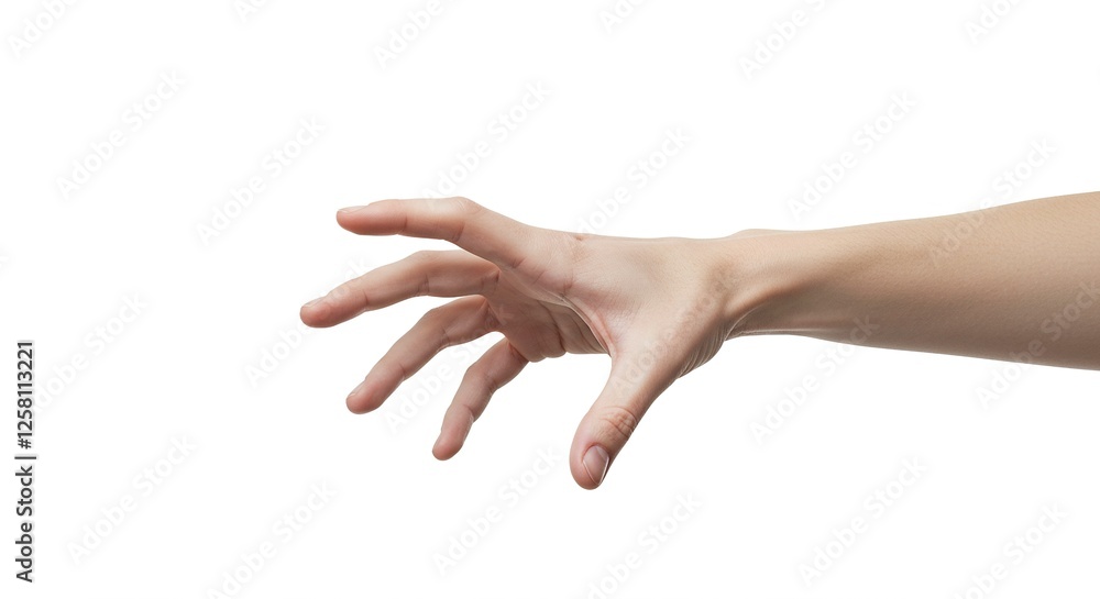 Reaching Human Hand Gesture Isolated on White for Mockup Design Reaching Human Hand Gesture Isolated on White for Mockup Design