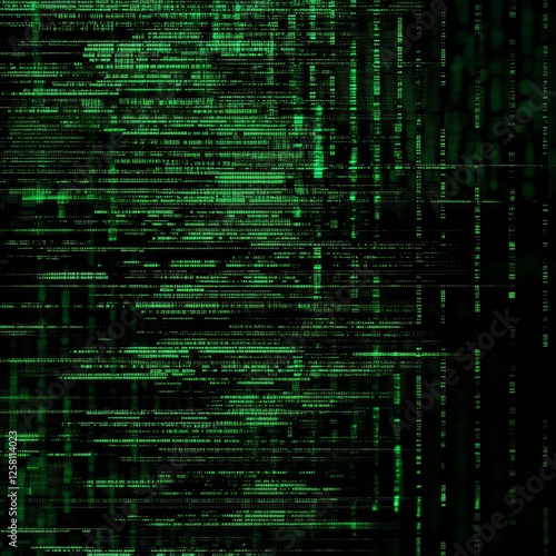 Abstract Green Matrix Background with Vertical Binary Code Lines